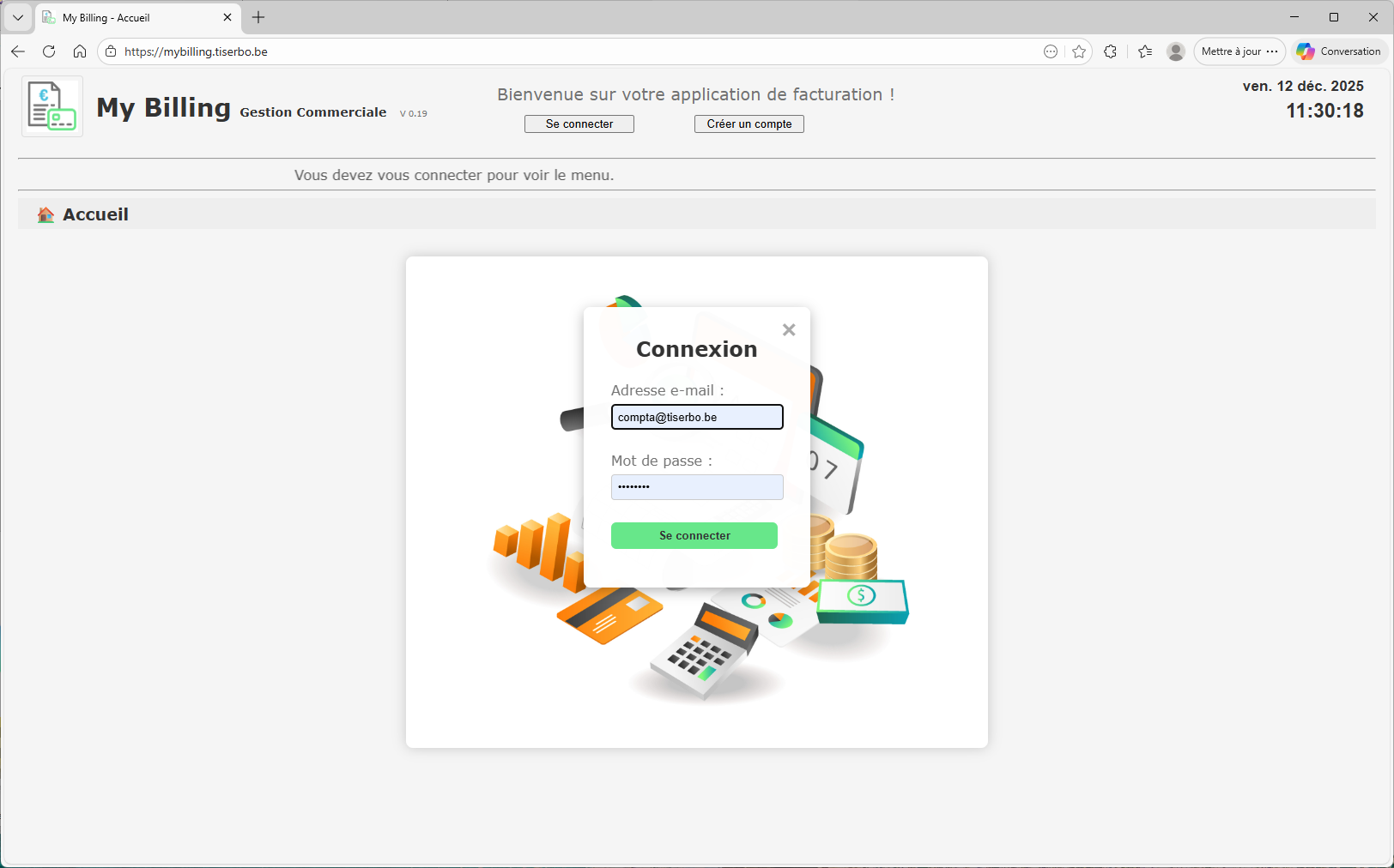 Accueil – connexion rapide