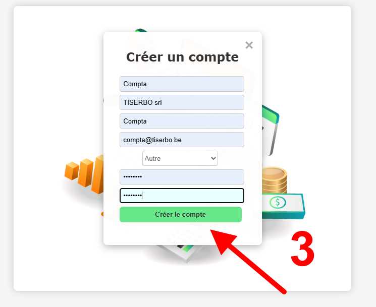 Formulaire Création de compte rempli