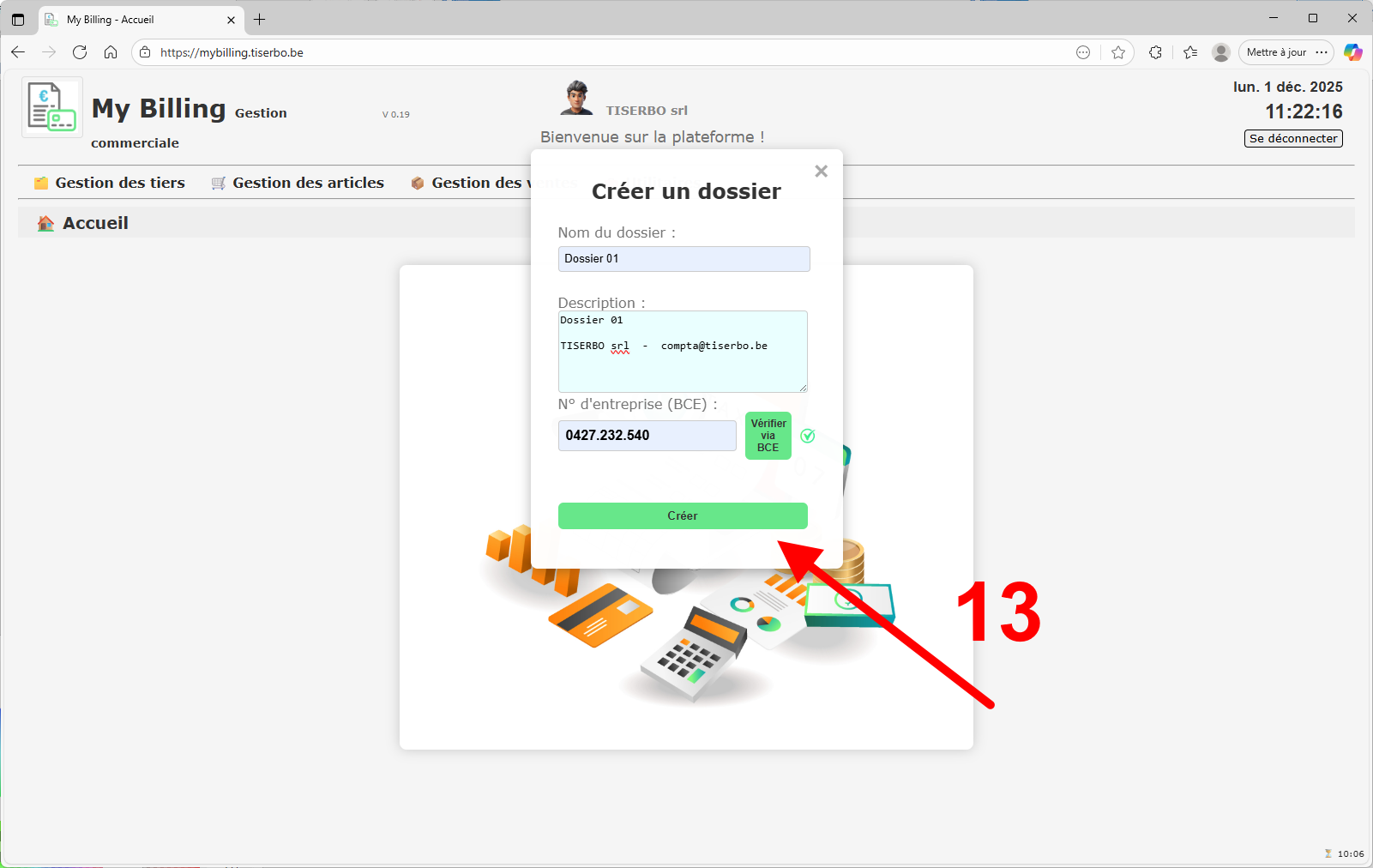 Bouton Créer le dossier