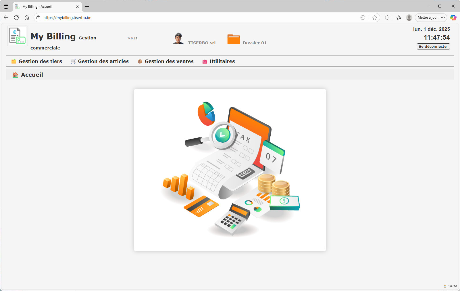 Accueil MyBilling avec dossier actif