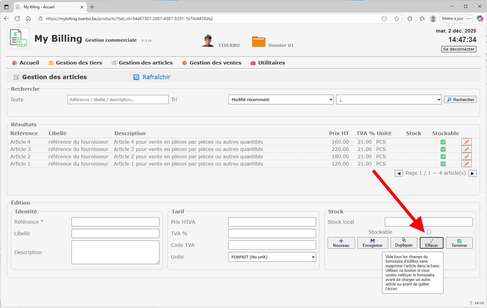Confirmation de mise en terme d'un article