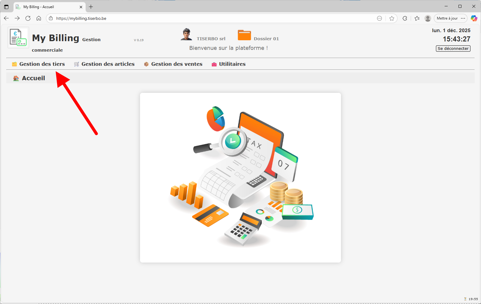 Menu Gestion des tiers