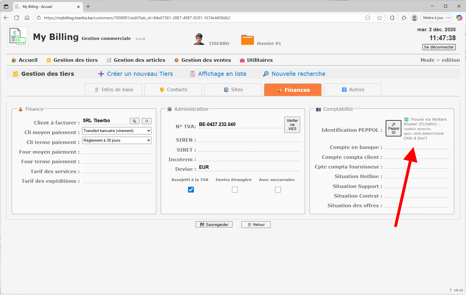 Fiche Finances en mode visualisation